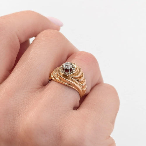 Bague 53 Tourbillon - Bague en or rose et blanc avec diamant 58 Facettes 30715