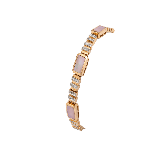 Bracelet Bracelet en or rose, diamants et nacre 58 Facettes 30456