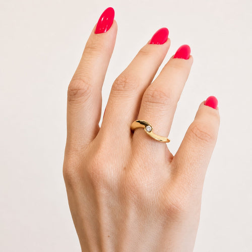 Bague 54 Garel - Bague solitaire en or jaune et diamant 58 Facettes 30885