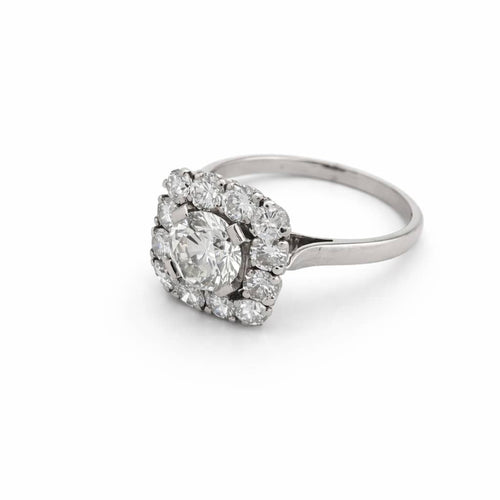 Bague 59 Bague Pompadour en or blanc, platine et diamants 58 Facettes 30884
