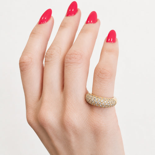 Bague 51 Bague jonc pavée en or jaune et diamants 58 Facettes 31130