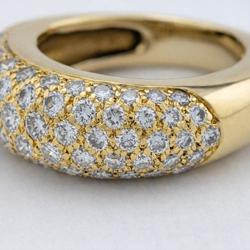 Bague 51 Bague jonc pavée en or jaune et diamants 58 Facettes 31130