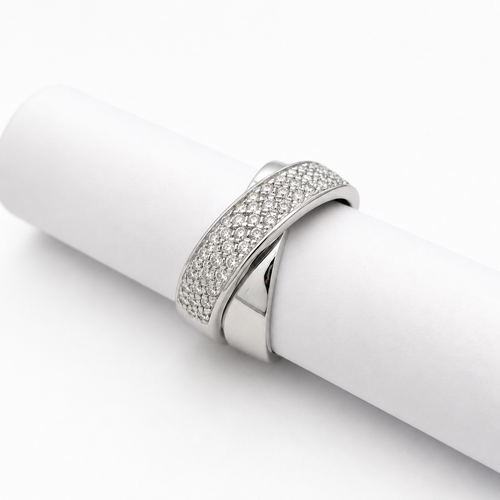 Bague 52 Bague croisée en or blanc et diamants 58 Facettes 31893