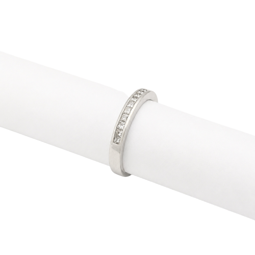 Bague 53 Demi-alliance - Bague en or blanc et diamants princesse 58 Facettes 31889