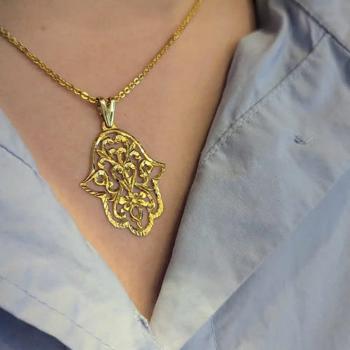 Pendentif Pendentif Main de Fatma en or jaune 18 carats 58 Facettes 31898