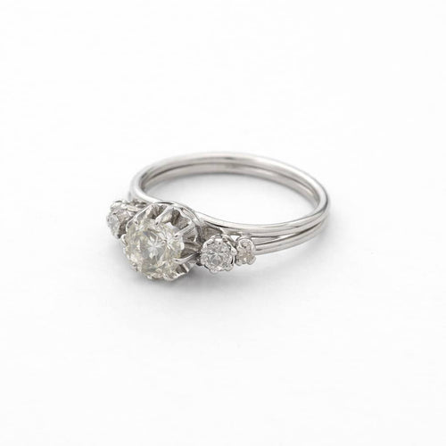 Bague 54 Bague trilogie en or blanc et diamants taille ancienne 58 Facettes 31885