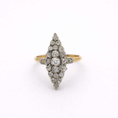Bague 53 Bague marquise en or jaune, or blanc et diamants 58 Facettes 32190