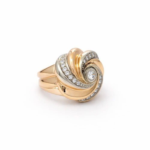 Bague 54 Bague Tourbillon en or jaune, or blanc et diamants 58 Facettes 32272