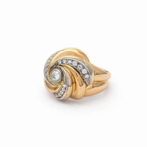 Bague 54 Bague Tourbillon en or jaune, or blanc et diamants 58 Facettes 32272