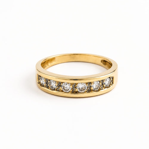 Bague 55 Bague demi-alliance en or jaune 18 carats et diamants 58 Facettes 32650