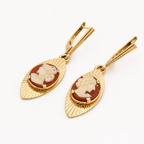 Boucles d'oreilles Boucles d’oreilles en or jaune 18 carats et camées 58 Facettes 32305