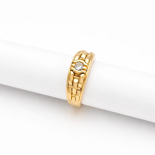 Bague 53 Bague bandeau en or jaune 18 carats et diamant 58 Facettes 32399