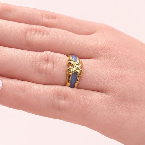 Bague 55 Sylvie Lambert - Bague modulable en or jaune et résine multicolore 58 Facettes 32270