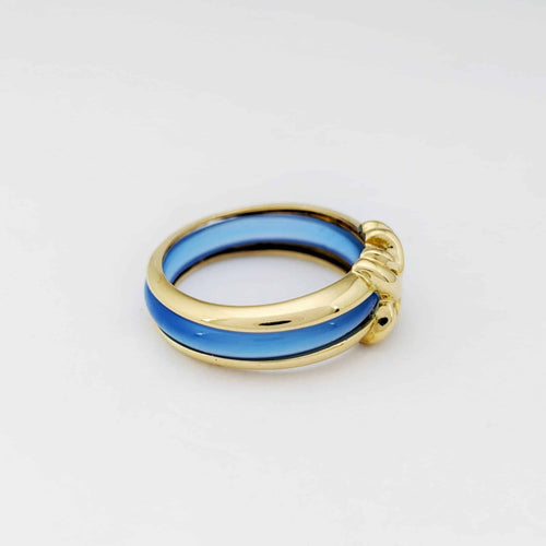 Bague 55 Sylvie Lambert - Bague modulable en or jaune et résine multicolore 58 Facettes 32270