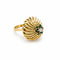 Bague 48 Bague dôme en or jaune 18 carats, diamant et pierres vertes 58 Facettes 32611