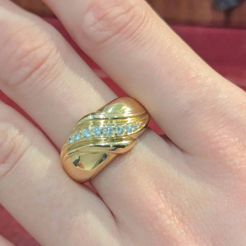 Bague 54 Bague en or jaune et diamants 58 Facettes 32662