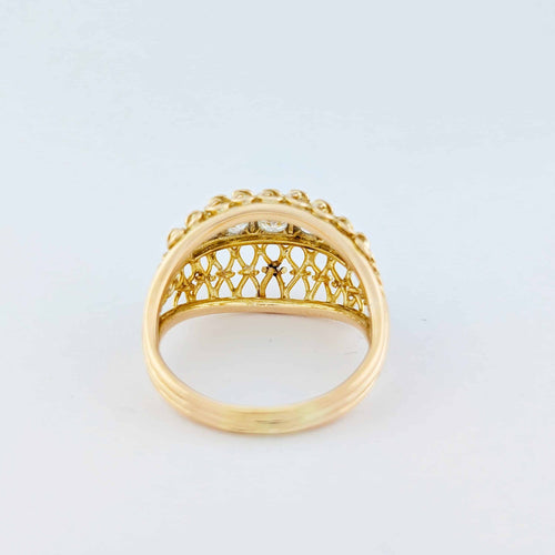 Bague 62 Dôme - Bague en or jaune, or blanc et diamants 58 Facettes 33373