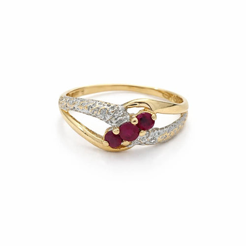 Bague 53 Bague croisée en or jaune, or blanc, diamants et rubis 58 Facettes 32235
