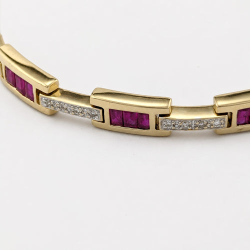 Bracelet Bracelet en or jaune 18 carats, rubis et diamants 58 Facettes 33380