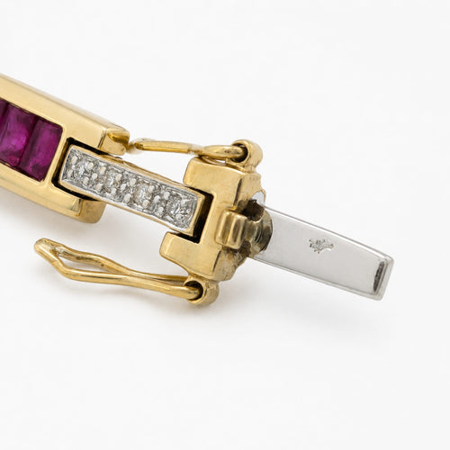 Bracelet Bracelet en or jaune 18 carats, rubis et diamants 58 Facettes 33380