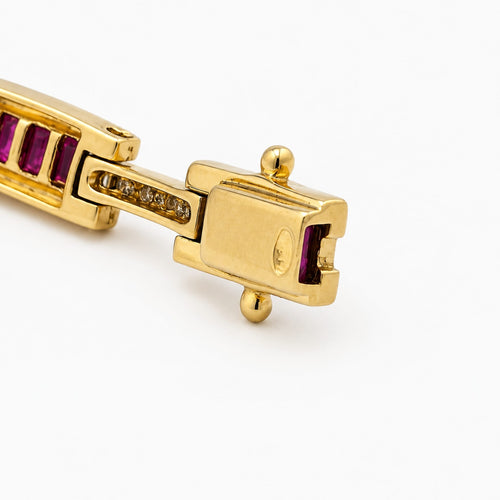 Bracelet Bracelet en or jaune 18 carats, rubis et diamants 58 Facettes 33380