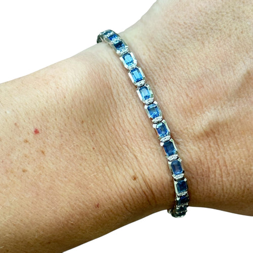 Bracelet Salvini Régina - Bracelet rivière en or blanc 18 carats, saphirs et diamants 58 Facettes 350