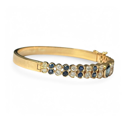 Bracelet Bracelet Jonc - Bracelet serti de saphirs et diamants en or jaune 18 carats 58 Facettes 339