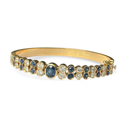 Bracelet Bracelet Jonc - Bracelet serti de saphirs et diamants en or jaune 18 carats 58 Facettes 339