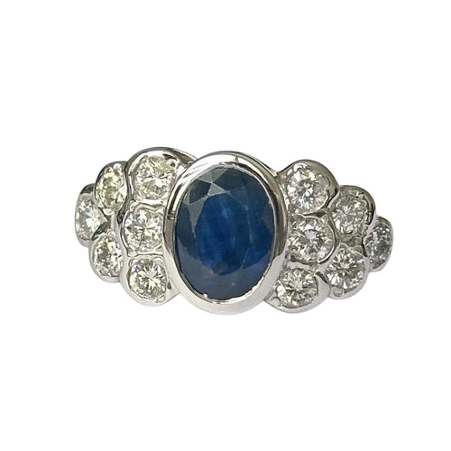 Bague 50 Bague jonc en or blanc 18 carats saphir et diamants 58 Facettes 340