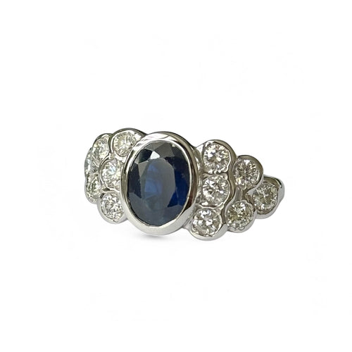 Bague 50 Bague jonc en or blanc 18 carats saphir et diamants 58 Facettes 340