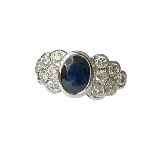 Bague 50 Bague jonc en or blanc 18 carats saphir et diamants 58 Facettes 340