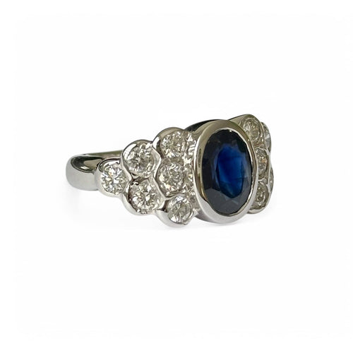 Bague 50 Bague jonc en or blanc 18 carats saphir et diamants 58 Facettes 340