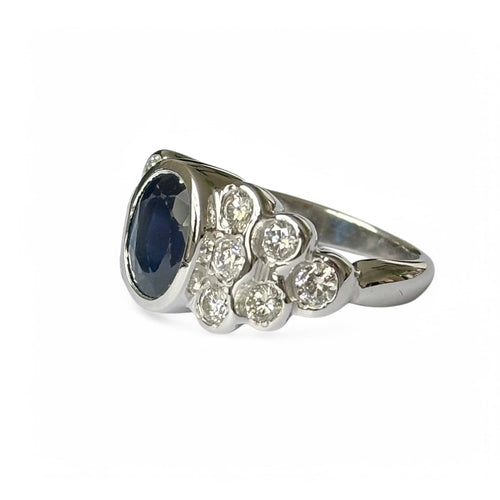 Bague 50 Bague jonc en or blanc 18 carats saphir et diamants 58 Facettes 340