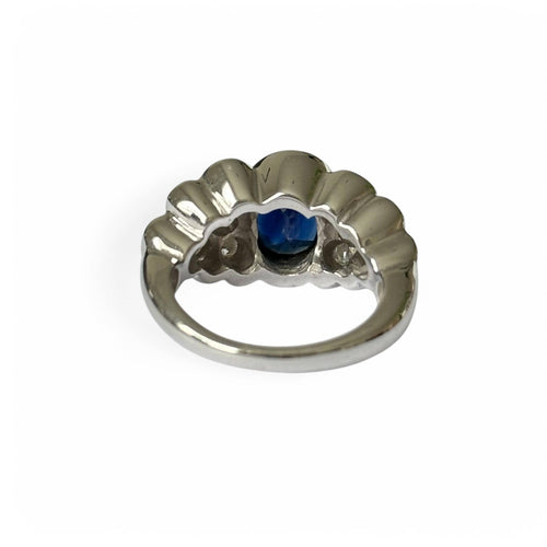 Bague 50 Bague jonc en or blanc 18 carats saphir et diamants 58 Facettes 340