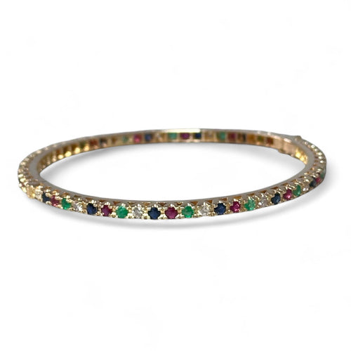 Bracelet Bracelet rivière - Bracelet jonc en or jaune 18 carats, diamants, rubis, saphirs, émeraudes 58 Facettes 332