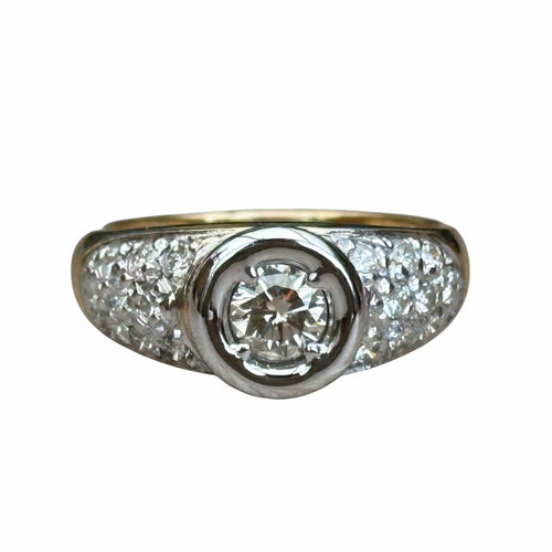 Bague 56 Solitaire illusion - Bague en or jaune et or blanc 18 carats diamants 58 Facettes 296