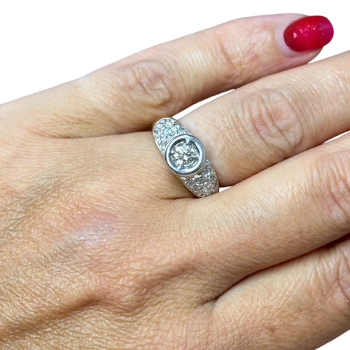 Bague 56 Solitaire illusion - Bague en or jaune et or blanc 18 carats diamants 58 Facettes 296