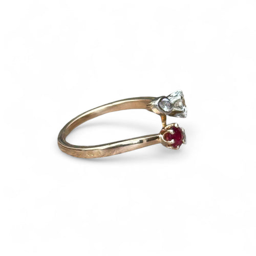 Bague 53 Toi et Moi - Bague rubis et diamant en or rose 18 carats 58 Facettes 295