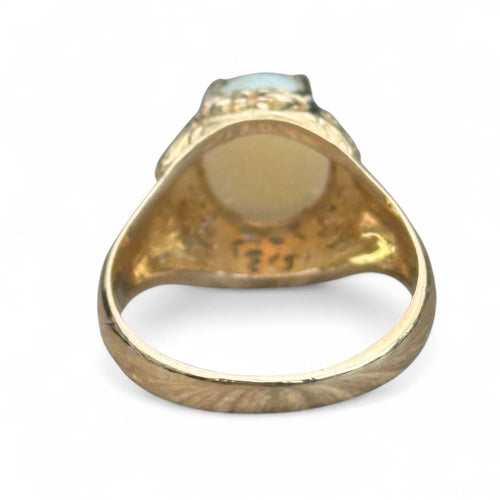 Bague 51 Bague ancienne ajourée sertie d'une opale cabochon en or jaune 58 Facettes 321