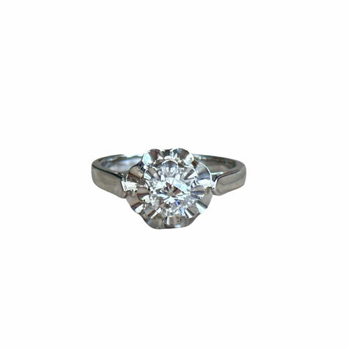 Bague 49 Solitaire - Bague diamant en or blanc 18 carats et platine 58 Facettes 225