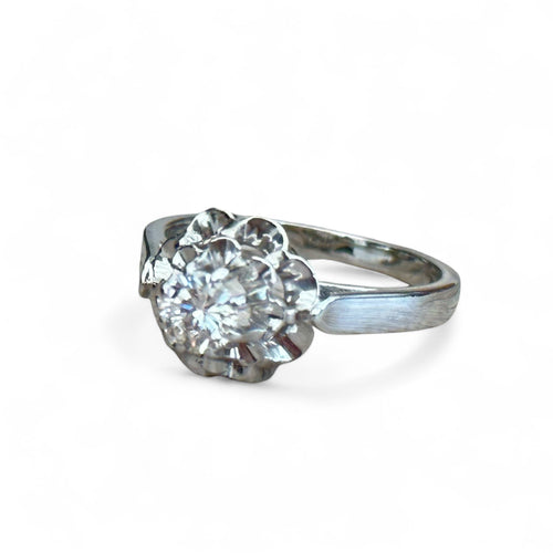 Bague 49 Solitaire - Bague diamant en or blanc 18 carats et platine 58 Facettes 225