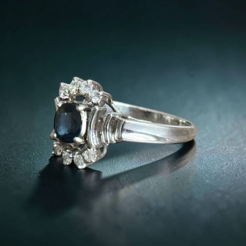 Bague 54 Bague marguerite saphir et diamants en or blanc 18 carats 58 Facettes 147