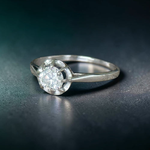 Bague 55 Solitaire - Bague ancienne en or blanc 18 carats diamant 58 Facettes 198