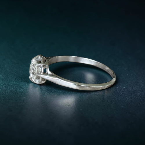 Bague 55 Solitaire - Bague ancienne en or blanc 18 carats diamant 58 Facettes 198