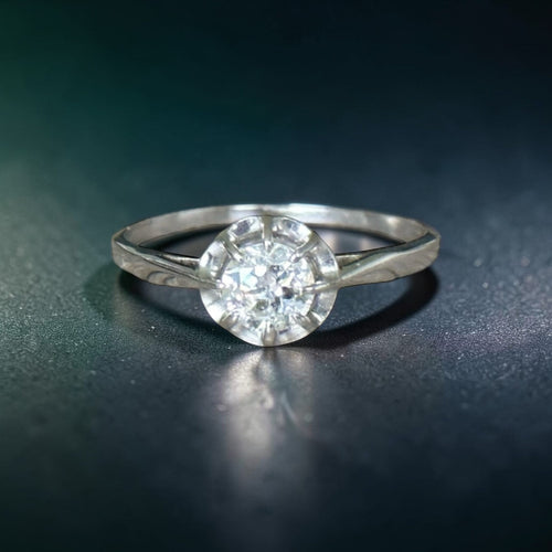 Bague 55 Solitaire - Bague ancienne en or blanc 18 carats diamant 58 Facettes 198