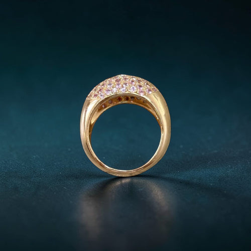 Bague 54 Bague dôme en or rose 18 carats avec diamant et saphirs roses 58 Facettes 197