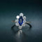 Bague 53 Bague marquise en or blanc 18 carats, saphir 0,80 ct et diamants 1,50 ct 58 Facettes 88
