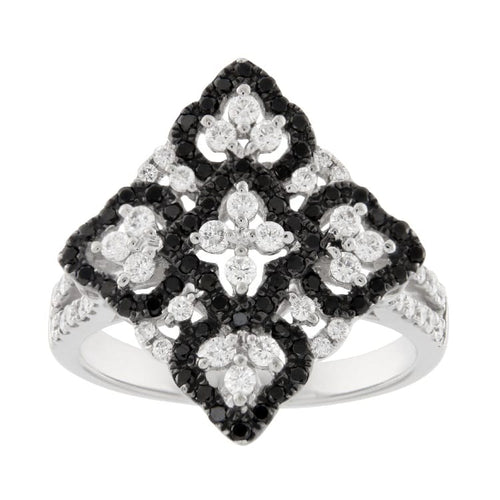 Bague Guidetti - Bague en or blanc avec diamants blancs et noirs 58 Facettes G3556