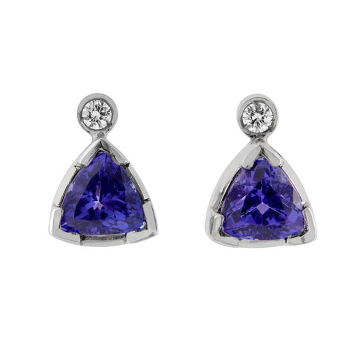 Boucles d'oreilles Guidetti - Boucles d'oreilles en or blanc tanzanites et diamants 58 Facettes G3554