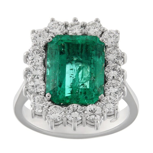 Bague Guidetti - Bague en or blanc avec émeraude et diamants 58 Facettes G3552